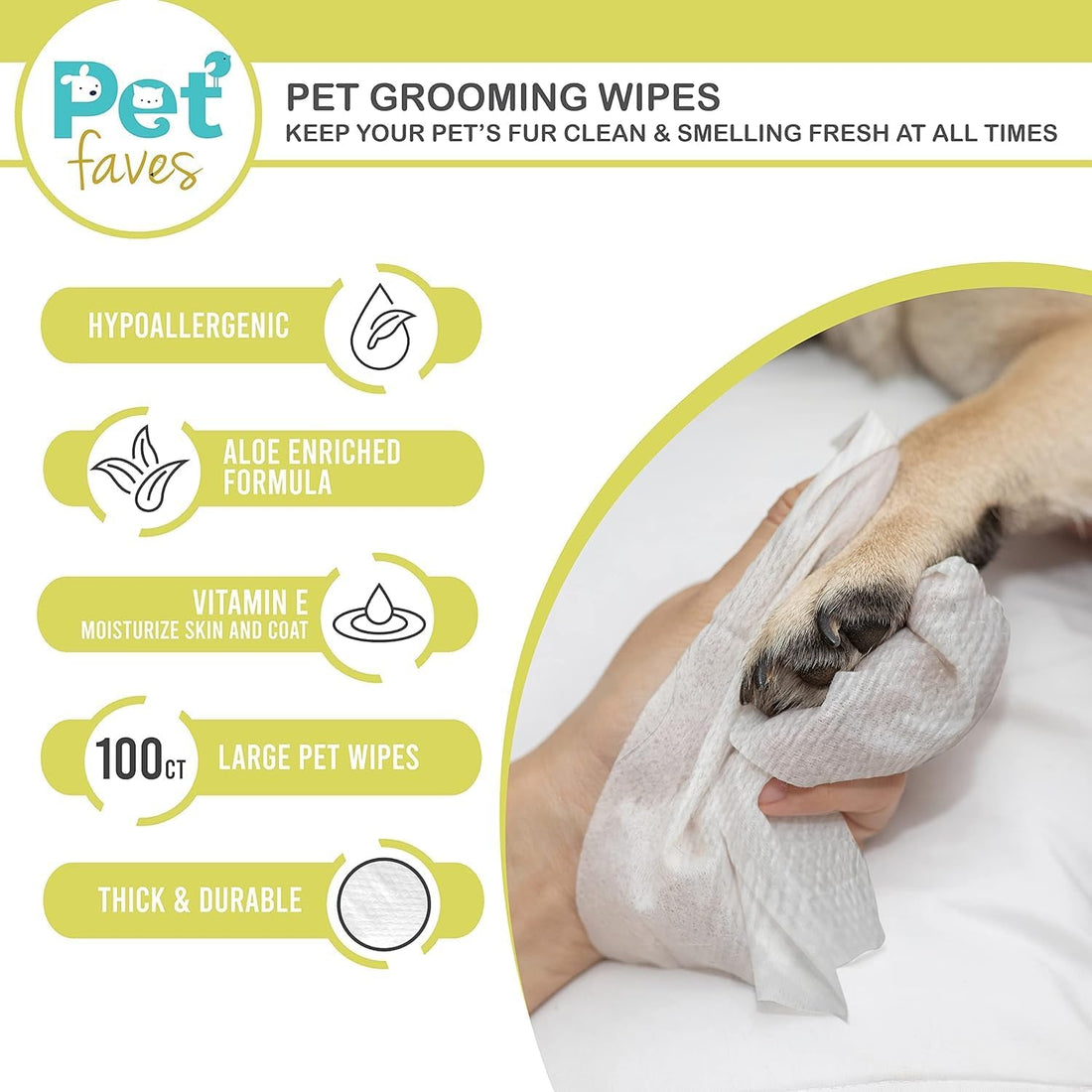 Pet Faves Dog Wipes for Cleaning and Deodorizing