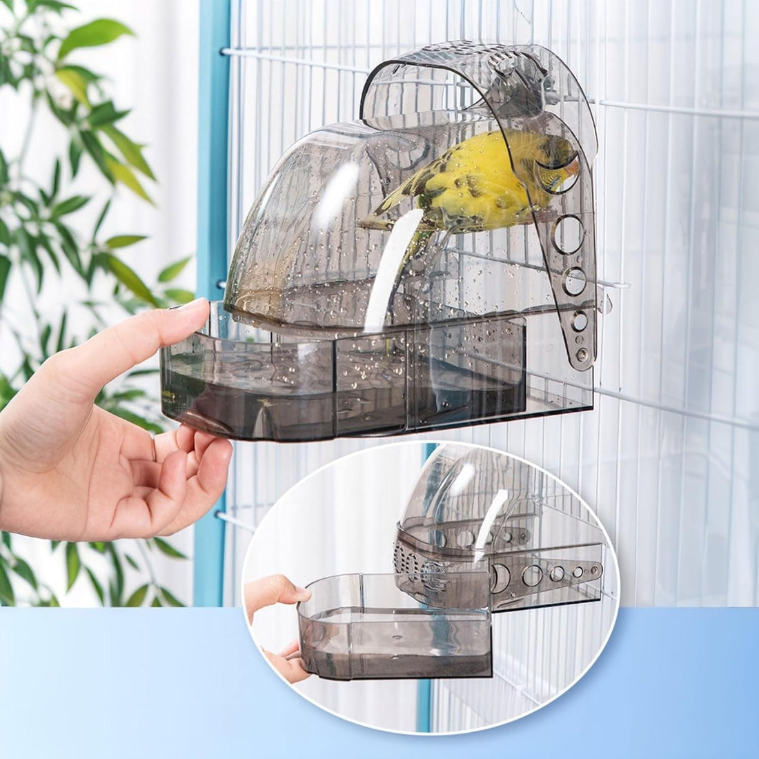 Fanlahmtasy Bird Bath for Cage with Pull-Out Drawer