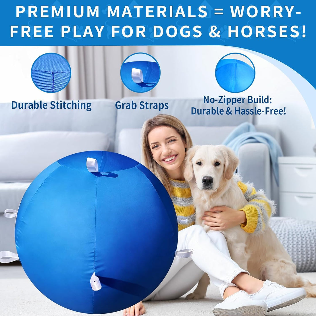 Zipperless Herding Ball Cover for Dogs & Horses 25 30 40 Inch