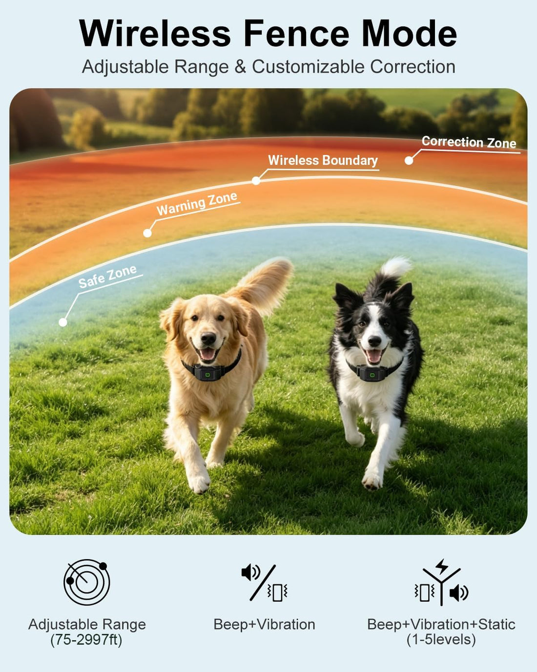GPS Wireless Dog Fence & Remote Training System, 2 Collars