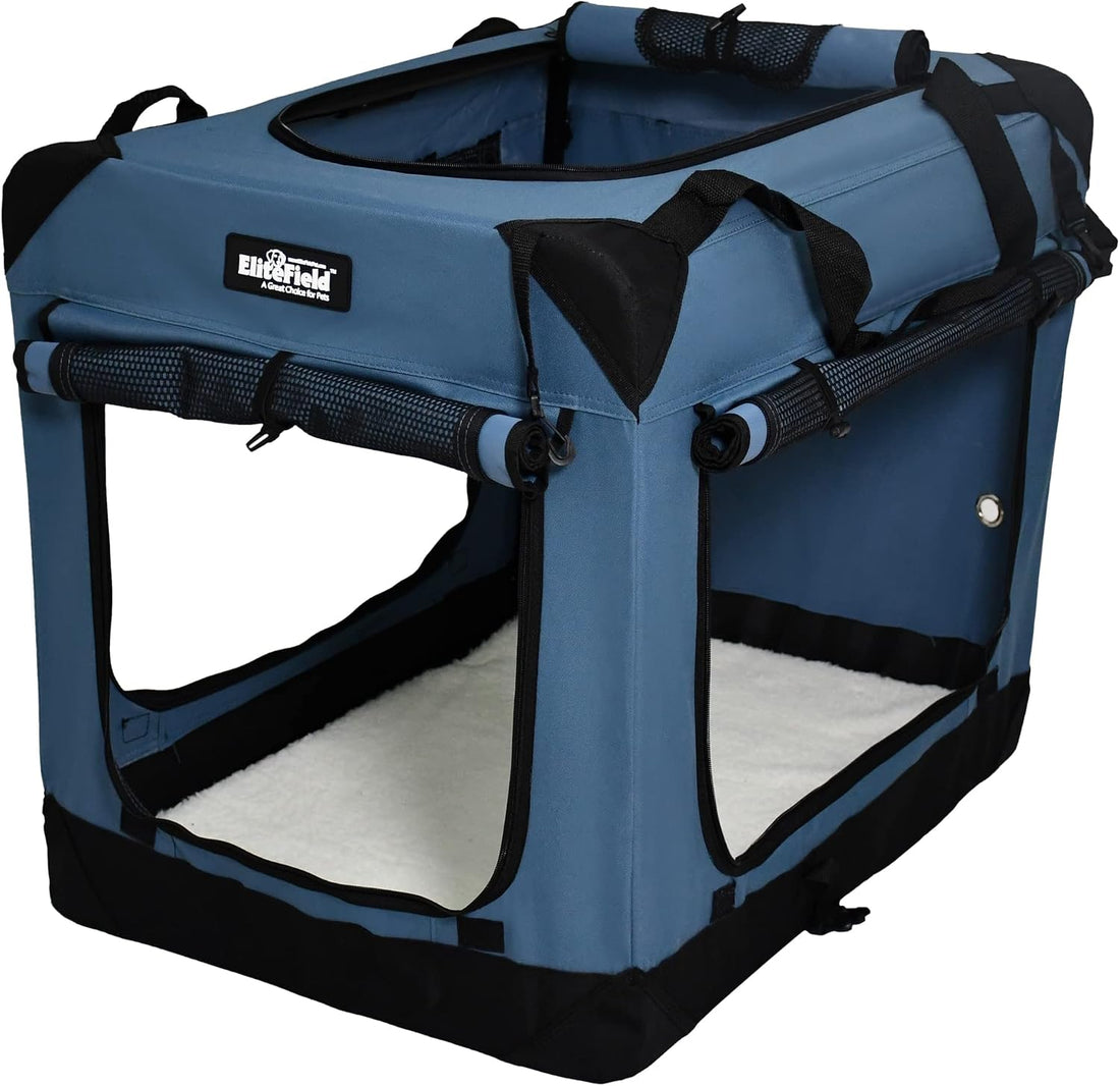 EliteField 4-Door Folding Soft Dog Crate with Curtains