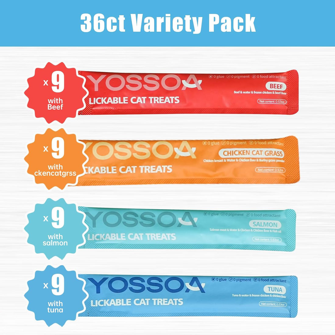 YOSSOA Lickable Cat Treats Variety Pack