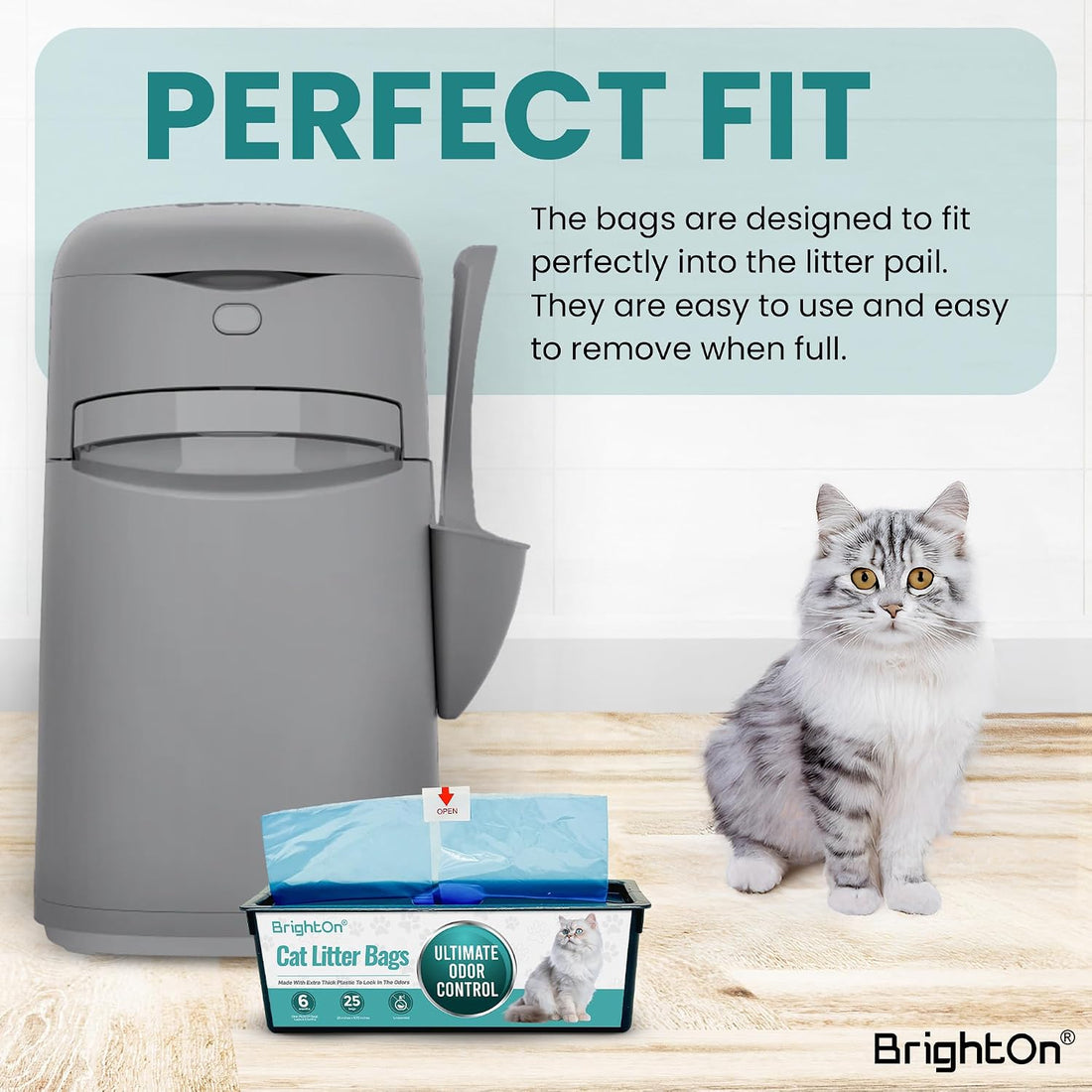 BrightOn®, 50 Litter Bag Refill Bags for Genie Easy Roll Litter Bin