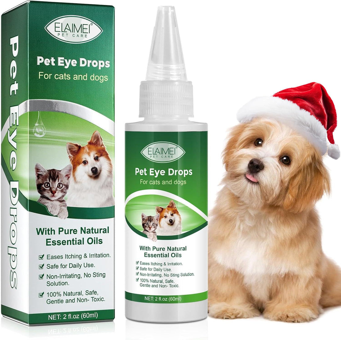 60ML Pet Eye Drops for Dog & Cat Relieve Eyes Itching & Irritation