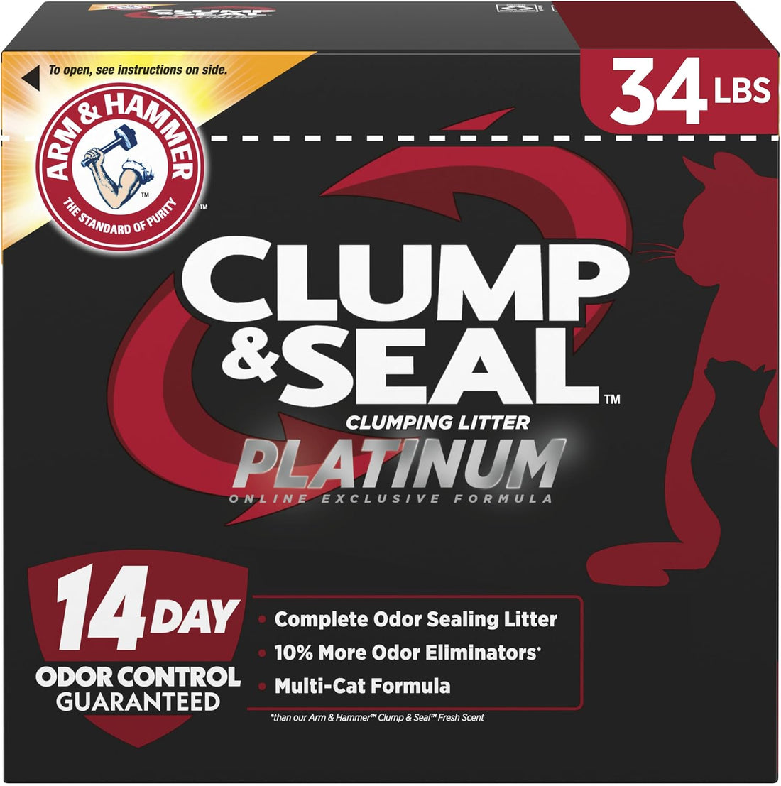 ARM & HAMMER Slide Platinum Easy Clean-Up Clumping Cat Litter, 34 lbs