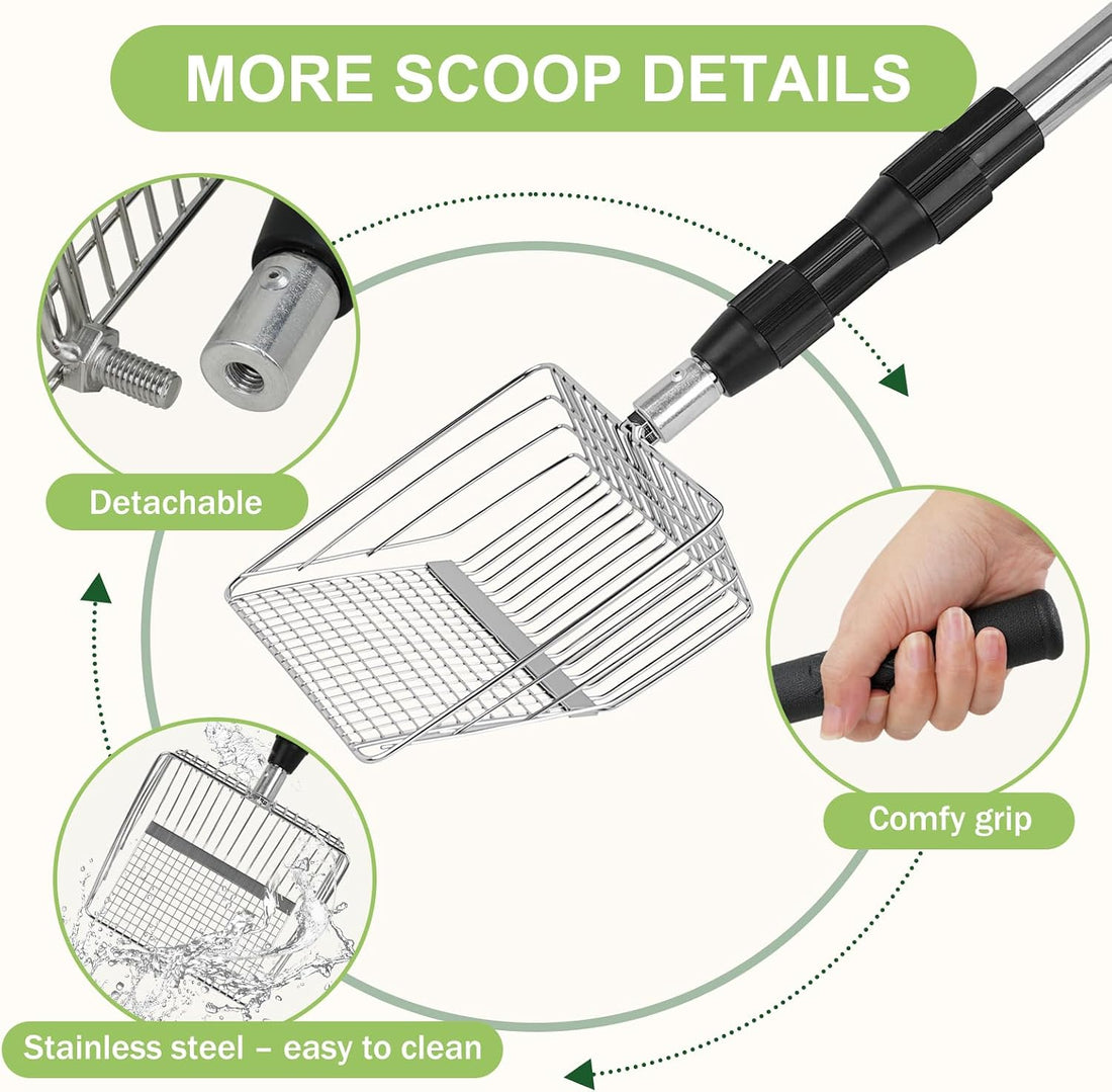XBX Long Handle Cat Litter Scoop with Holder