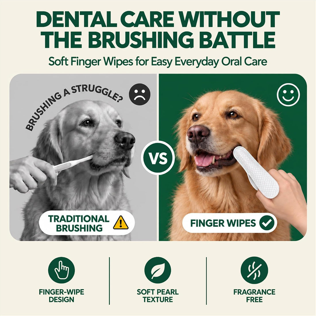 Extra-Long Dental Finger Wipes with Split Opening