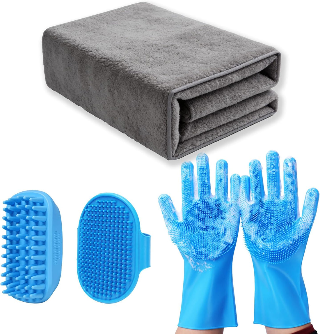 3PCS Dog Bath Supplies,Dog Bath Brush | Dog Washing Gloves