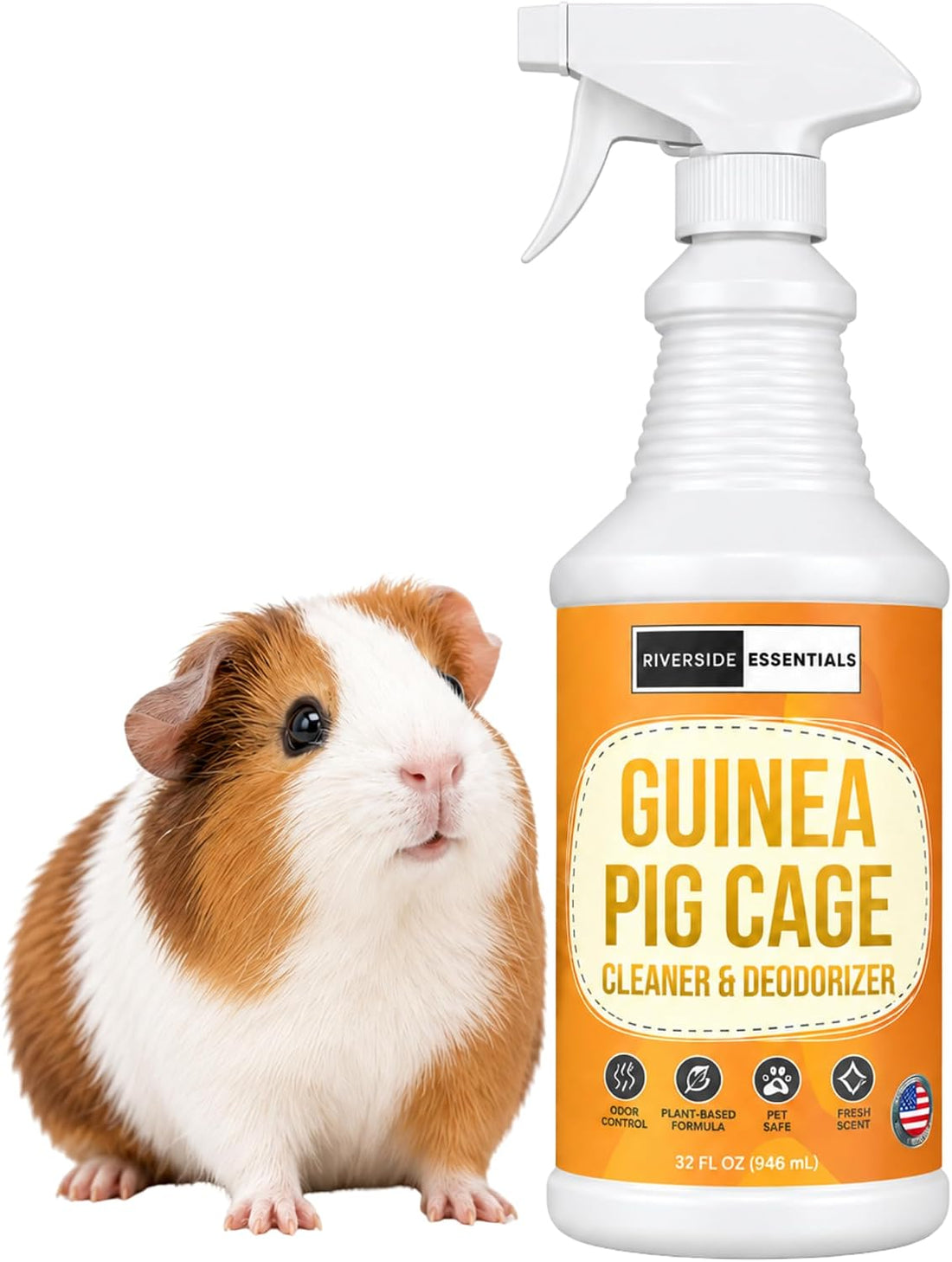 Guinea Pig Cage Cleaner & Deodorizer Spray, 32oz – Made in USA