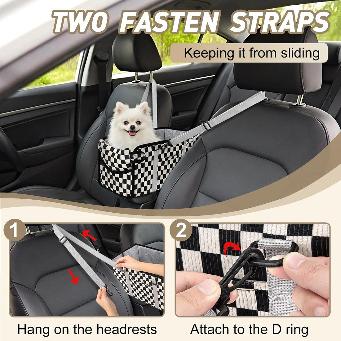 Console Dog Car Seat for Small Dogs, Foldable Booster Seat