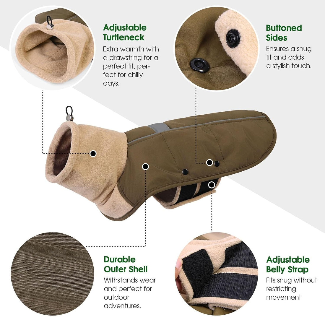 ASENKU Dog Coat Turtleneck Dog Winter Jacket for Small Medium Large