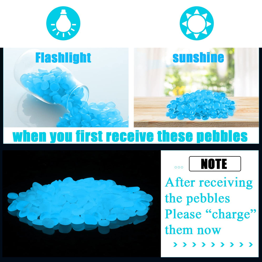 900pcs Glow in The Dark Rocks Outdoor Decorations Stones Small