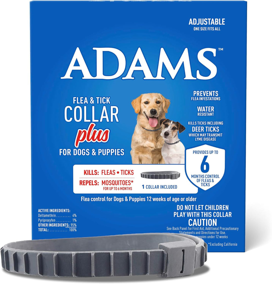 ADAMS Flea & Tick Collar Plus for Dogs, Prevent flea infestations