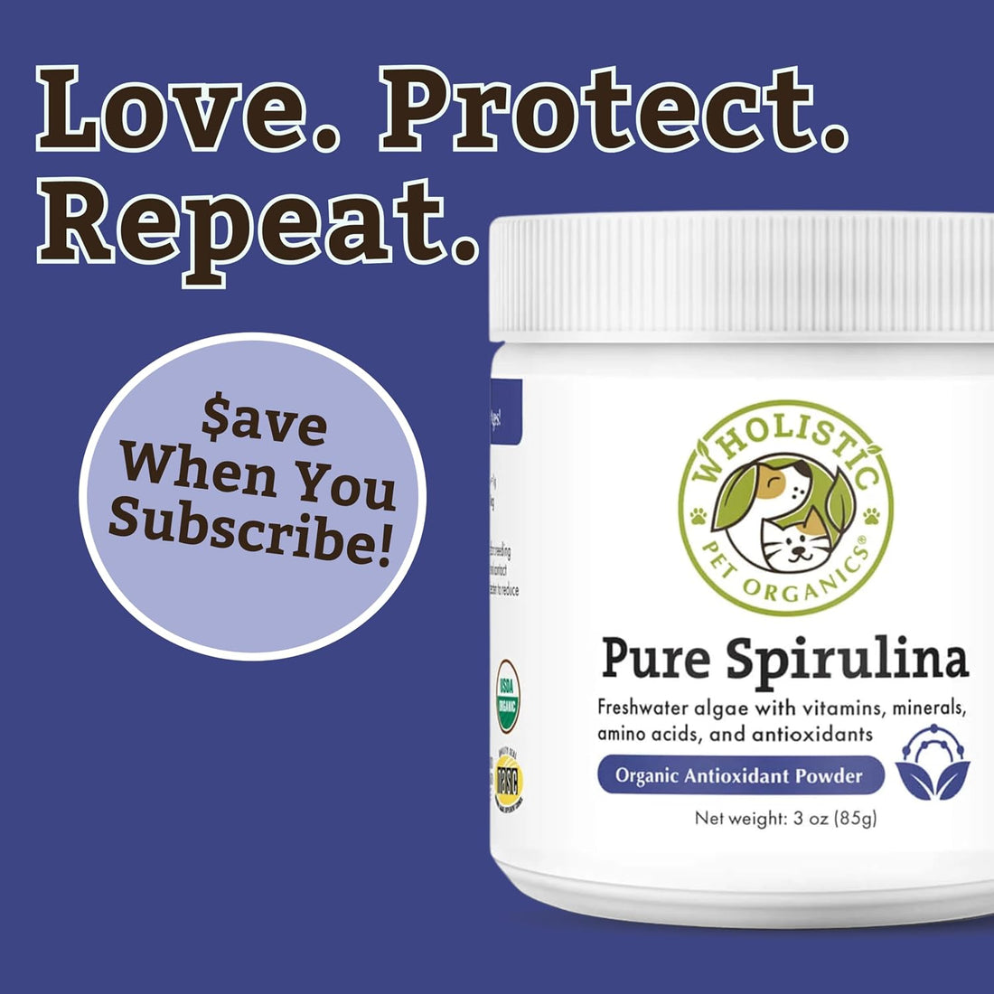 Wholistic Pet Organics Spirulina Powder for Dogs and Cats