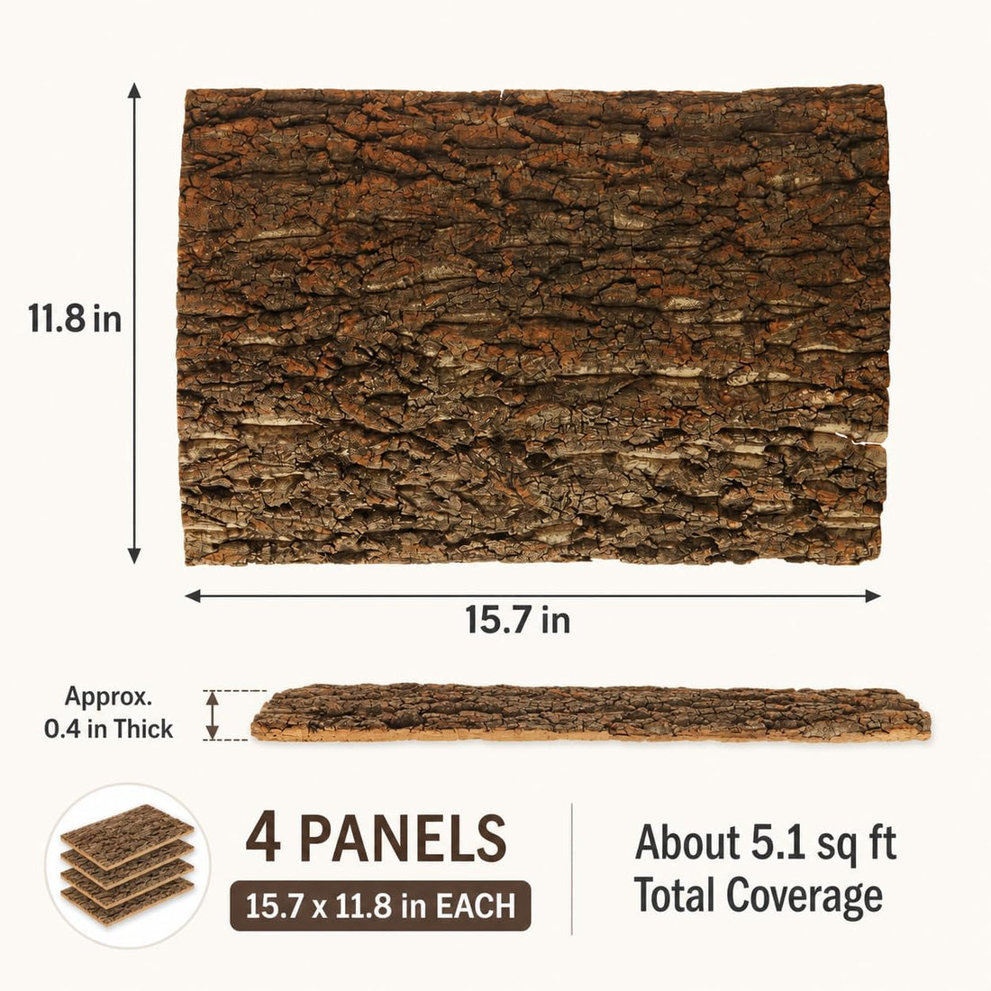 STARVAST 4PCS Cork Terrarium Background 15.7x11.8in for Reptile