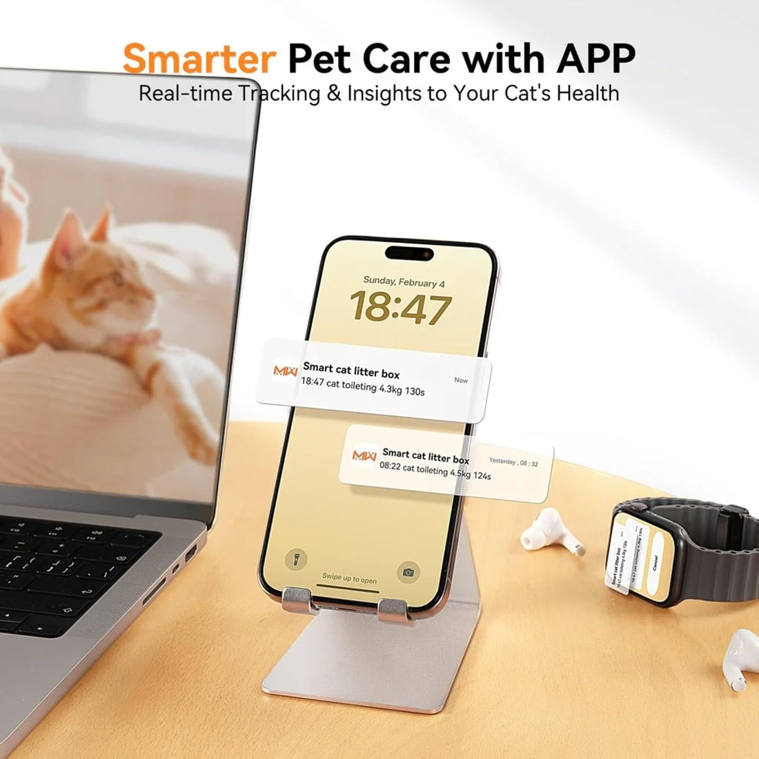 Meowant Self Cleaning Cat Litter Box Safety Sensors,APP Control,Large
