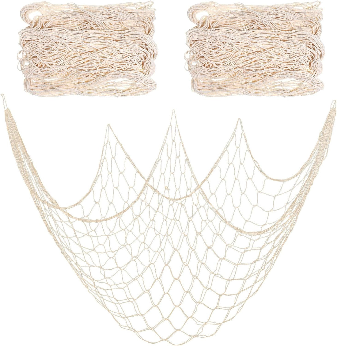 2 Pcs Fish Net Decorations, Natural Cotton Fishing Net Decor