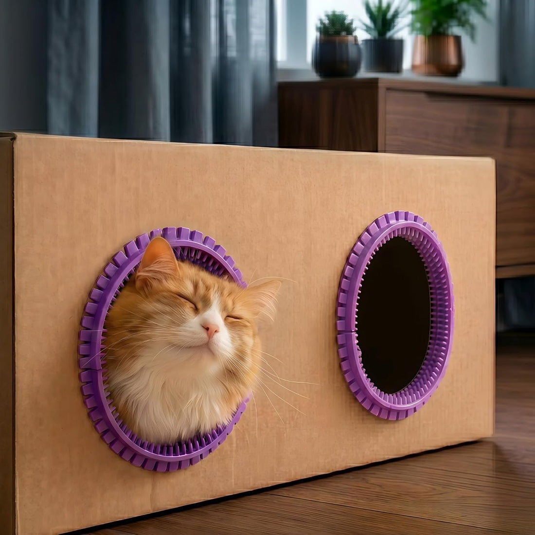 Cat Self Groomer Arch for Cardboard Boxes(Yellow | Refill)