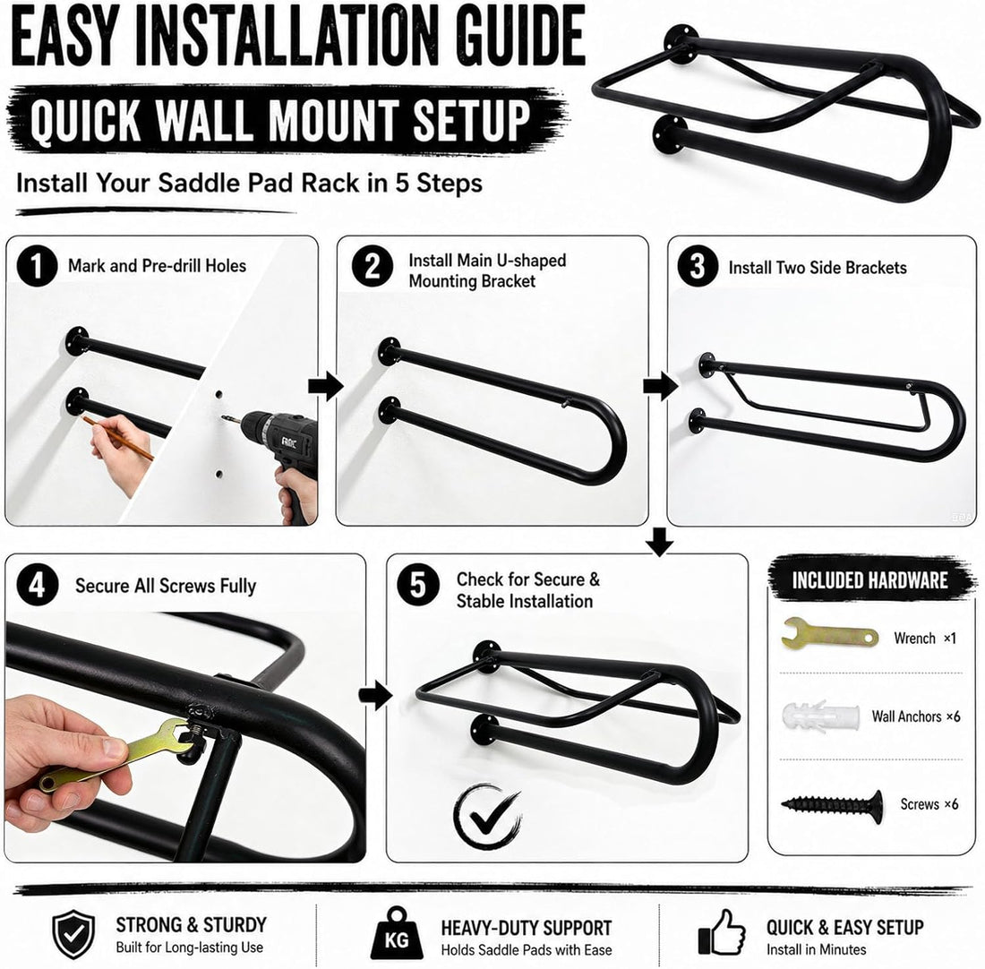 2 Pack Wall Mounted Saddle Racks with Pad Bar