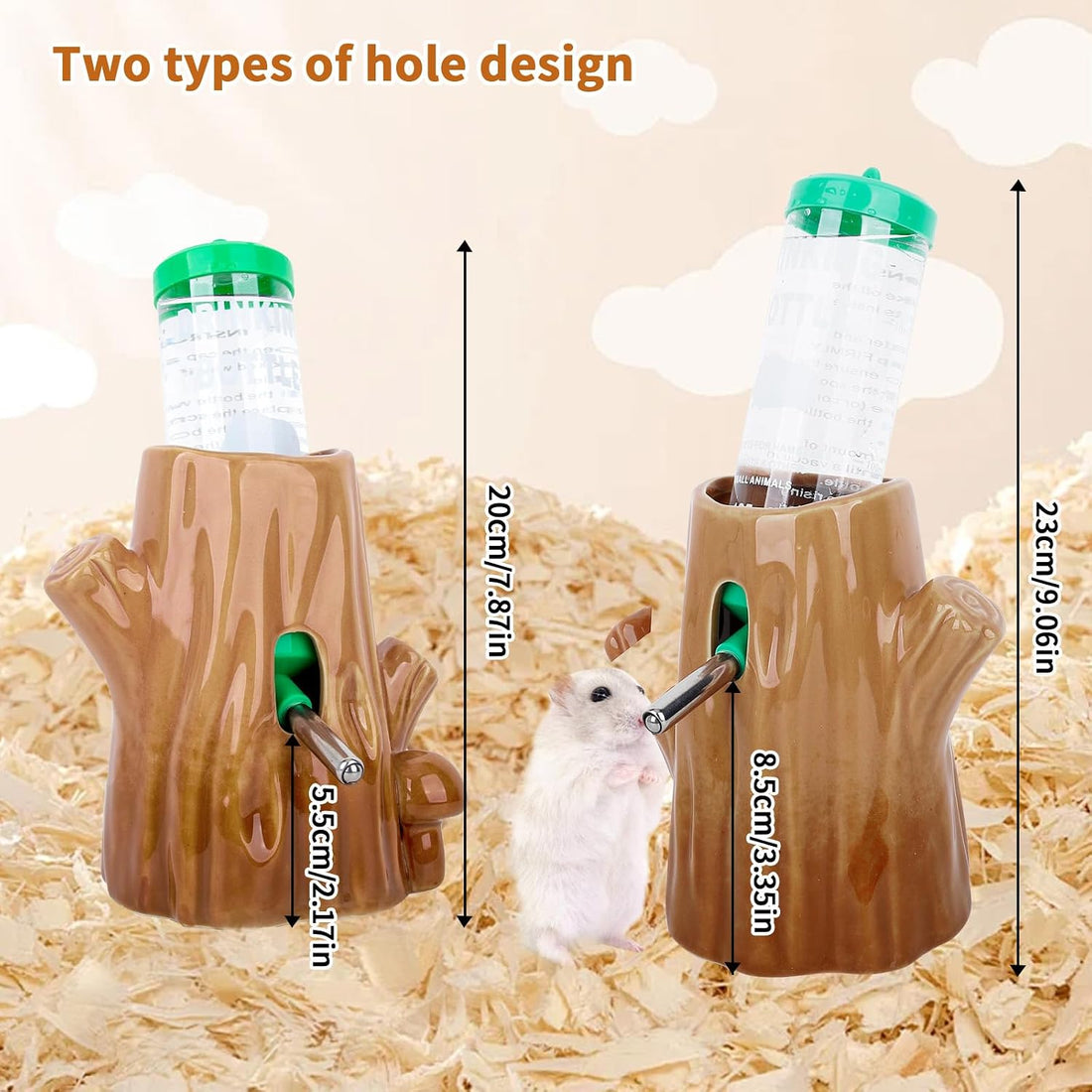 Ceramic Hamster Water Bottle 125ml with Stand，Small Animal Waterer