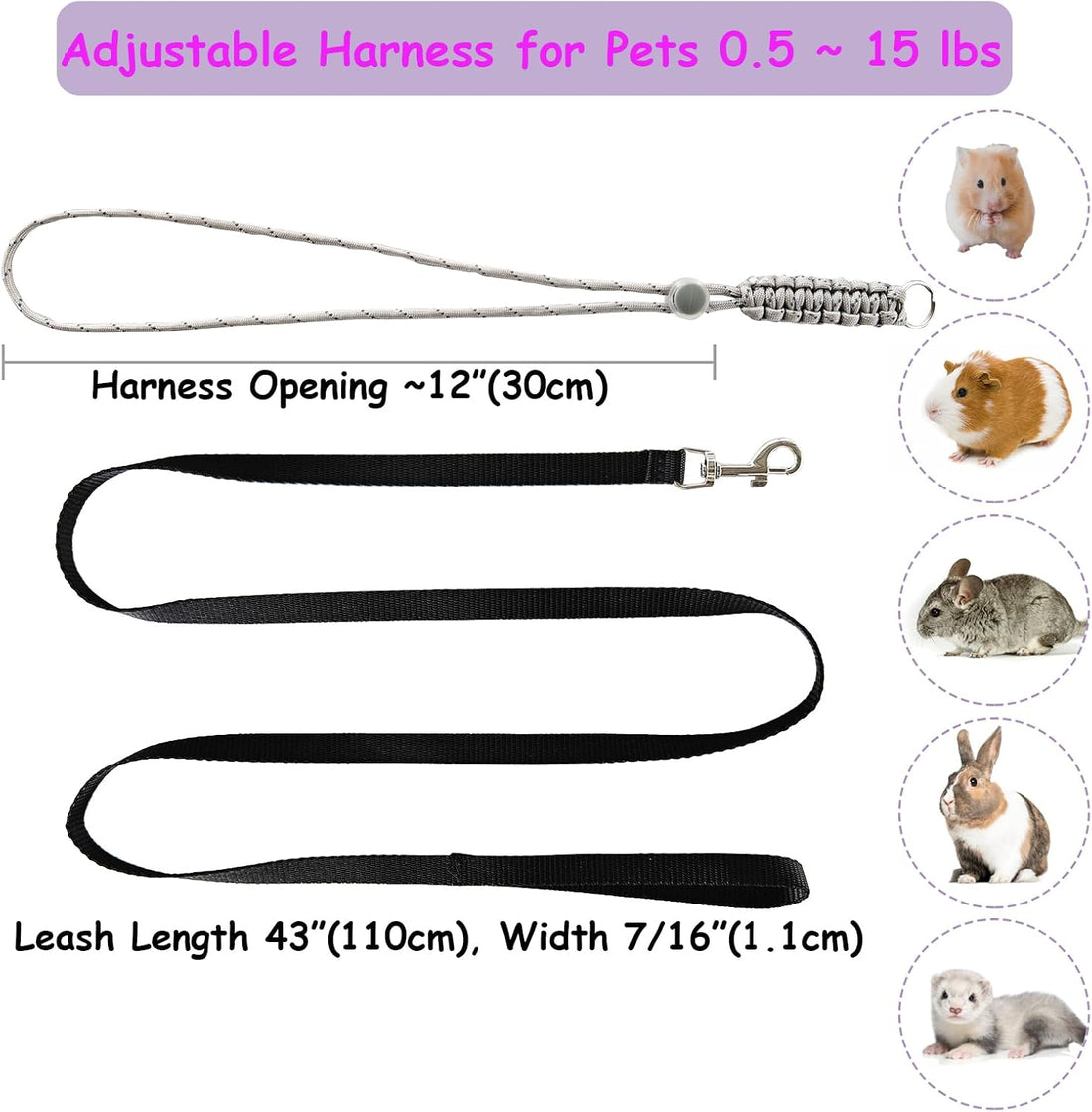 GOMICRAFT Handmade Figure 8 Harness and Leash for Ferrets/Guinea