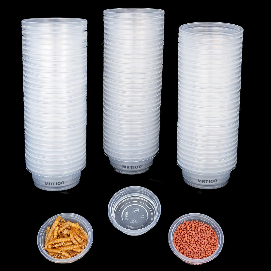 Lizard Crested Gecko Food Water Feeding Cups, 100 pcs, 0.5oz