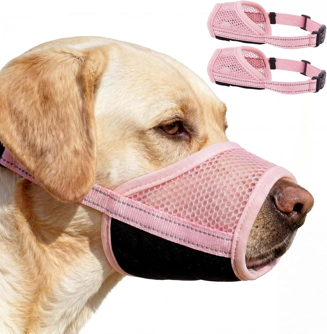 2 Pcs Soft Muzzle for Medium Large Sized to Stop Barking (Red, M