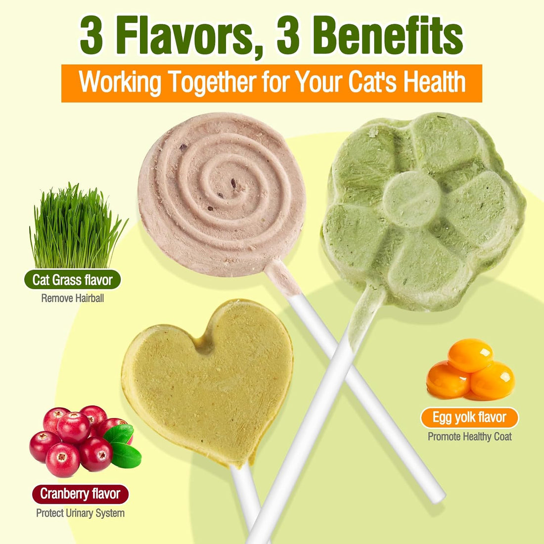 Myfoodog Freeze Dried Cat Treats, Cat Lollipop Treats Cat Grass Treats