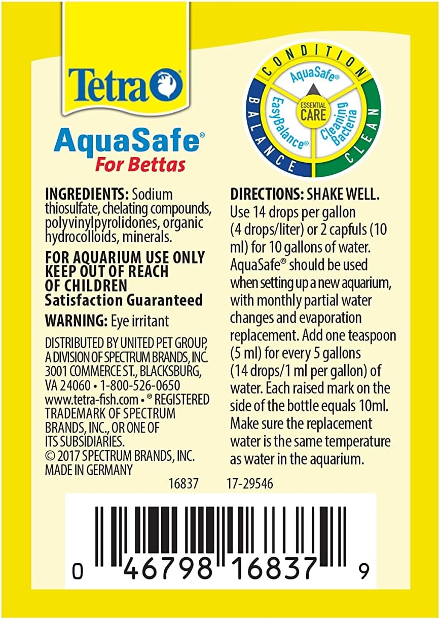 Tetra BettaSafe Water Conditioner for Betta Fish Tanks, 1.69 oz