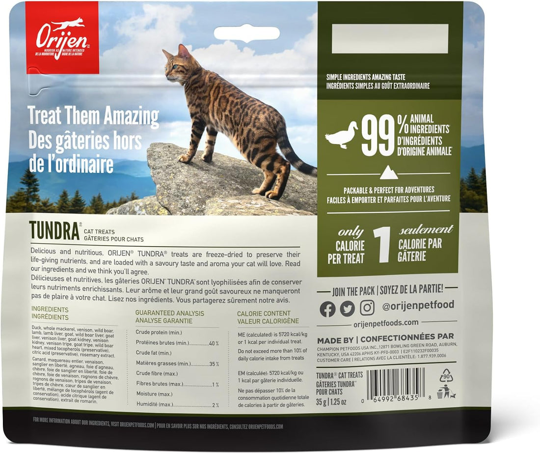 ORIJEN Tundra Freeze Dried Cat Treats, Grain Free Treats for Cats