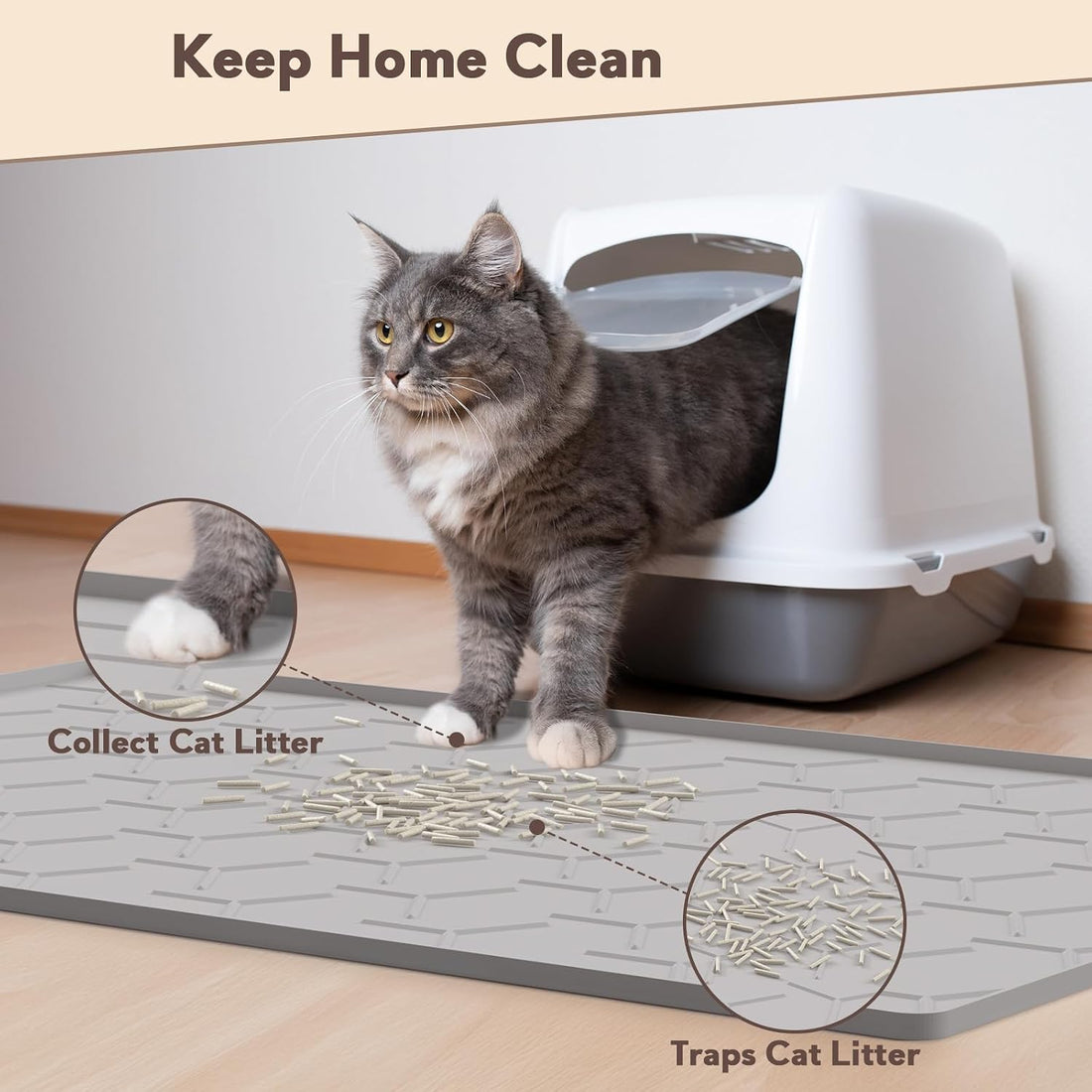 Garoopion Cat Mat for Litter Box, Large 34.05×22.5 inch Cat Litter Mat