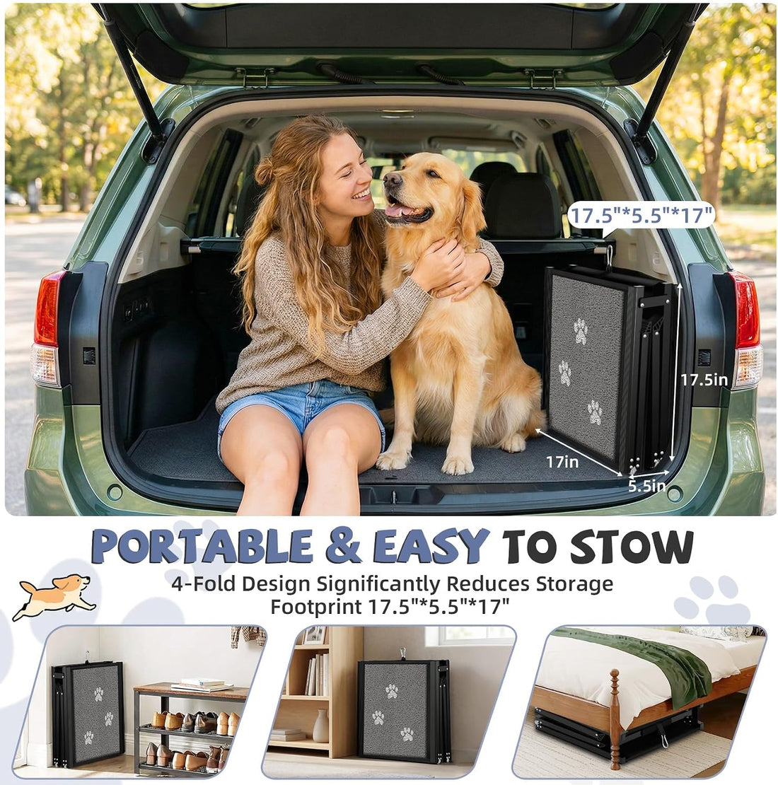 Dog Ramp for Car 63" Long & 17" Wide Portable Ramps for Large Dogs