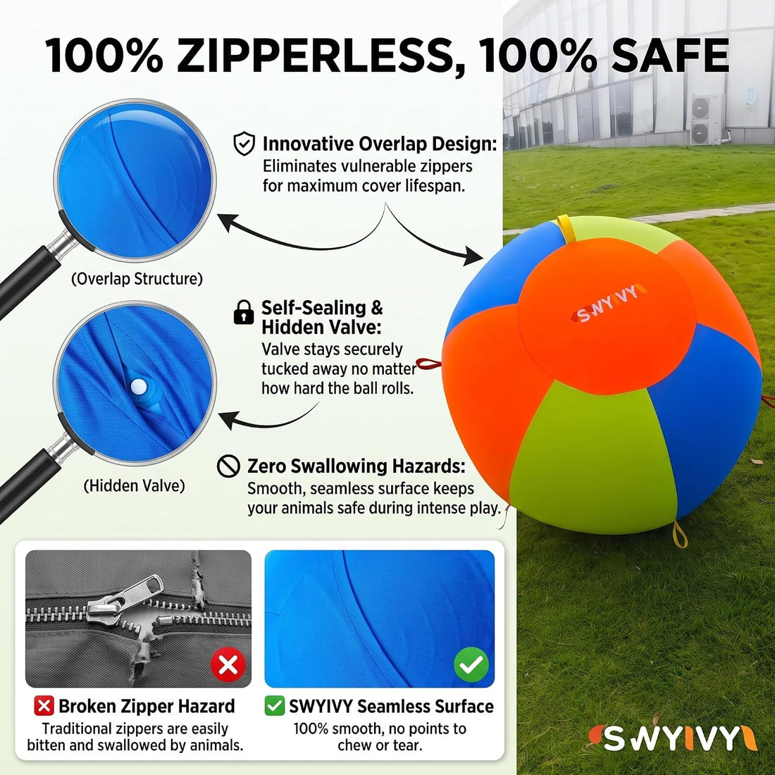 40" Horse Herding Ball with Straps Cover, Giant Pasture Toy