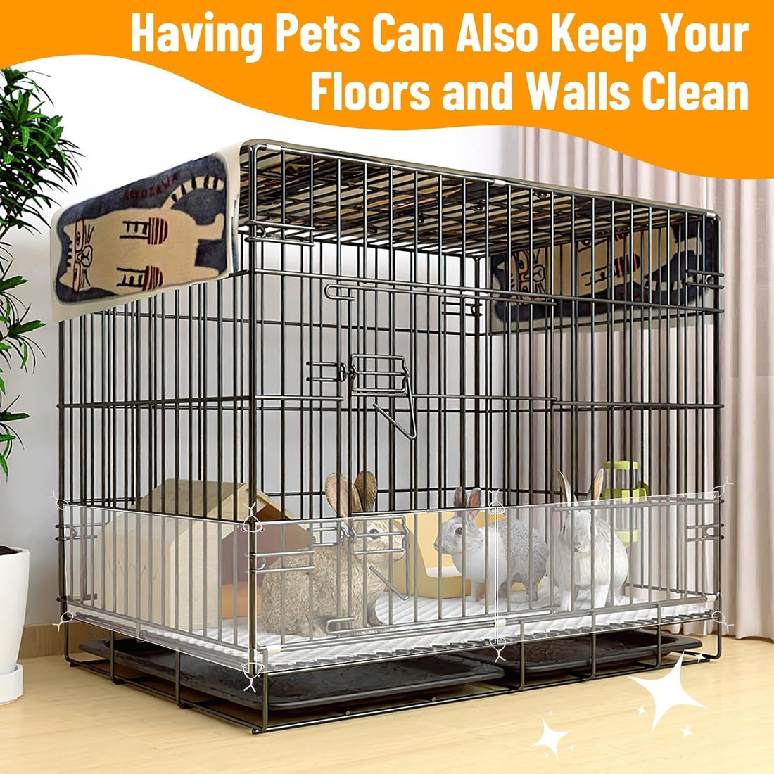 PETKNOWS 12 Pack 11.8 x 7.9 inch Clear Cage Edge Liner Protection