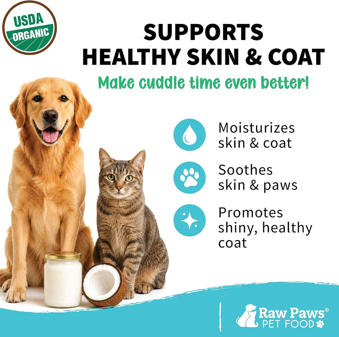 Raw Paws Virgin Organic Coconut Oil for Dogs & Cats, 4-oz