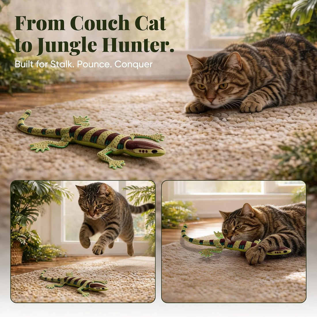 CiyvoLyeen Plush Lizard Catnip Toys for Indoor Cats 4 Pack