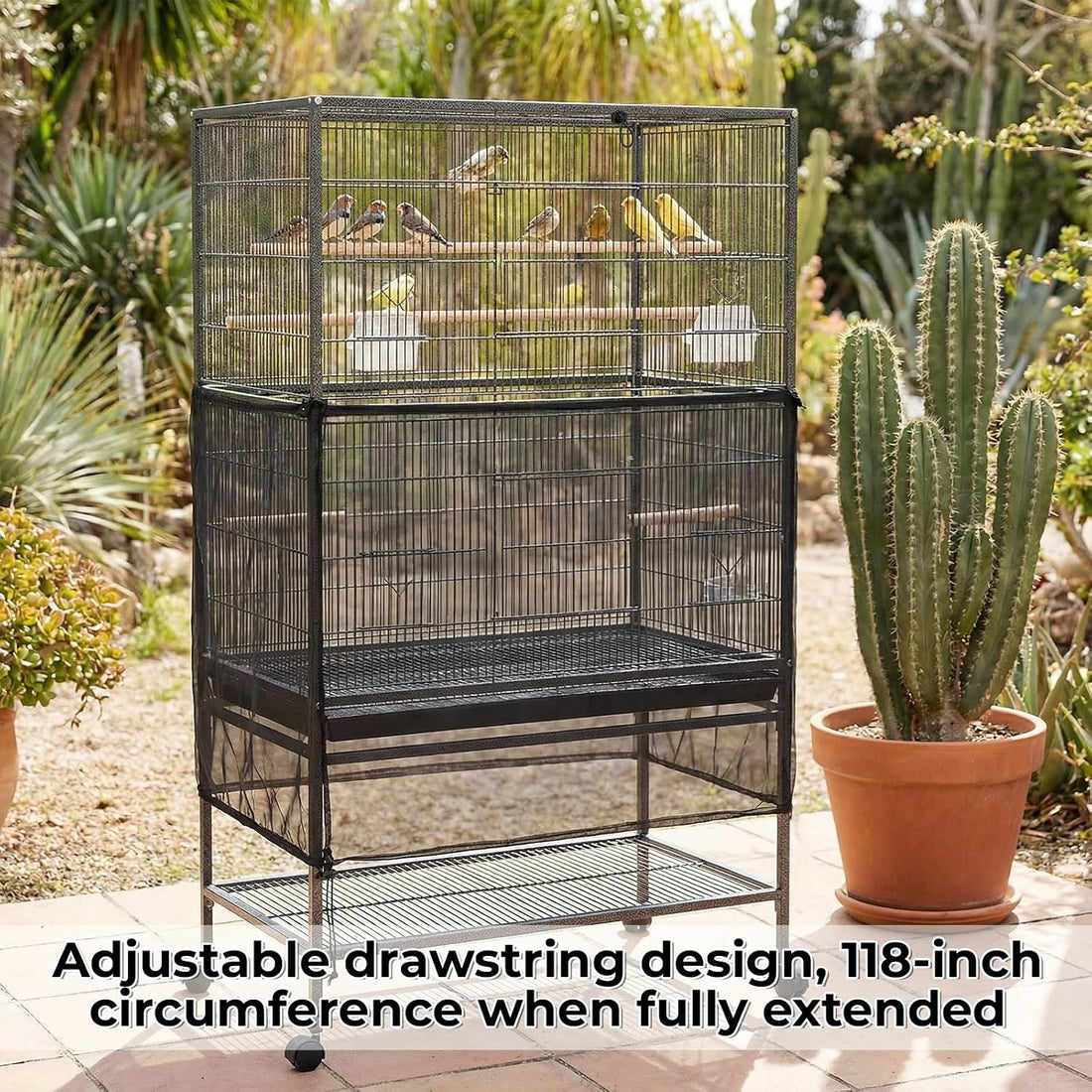 Falzqq Large Bird Cage Cover Bird Cage Seed Catcher 118 x 31 Inches