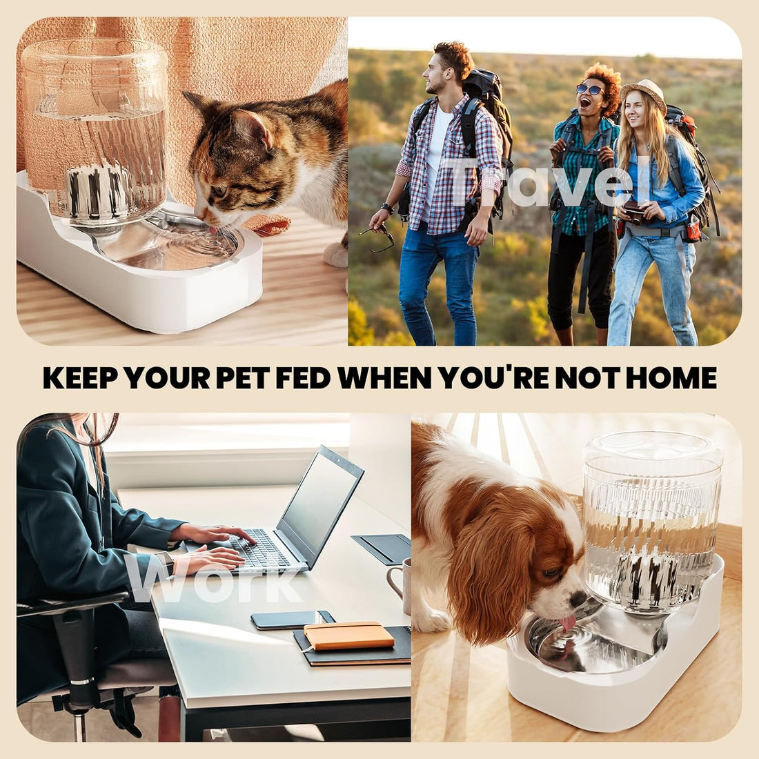 JUNSPOW Automatic Cat Water Dispenser with Stainless Steel Bowl