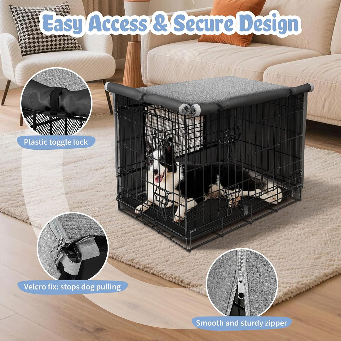 Akinerri Dog Crate Cover, Kennel Covers with Mesh Window, 42 in