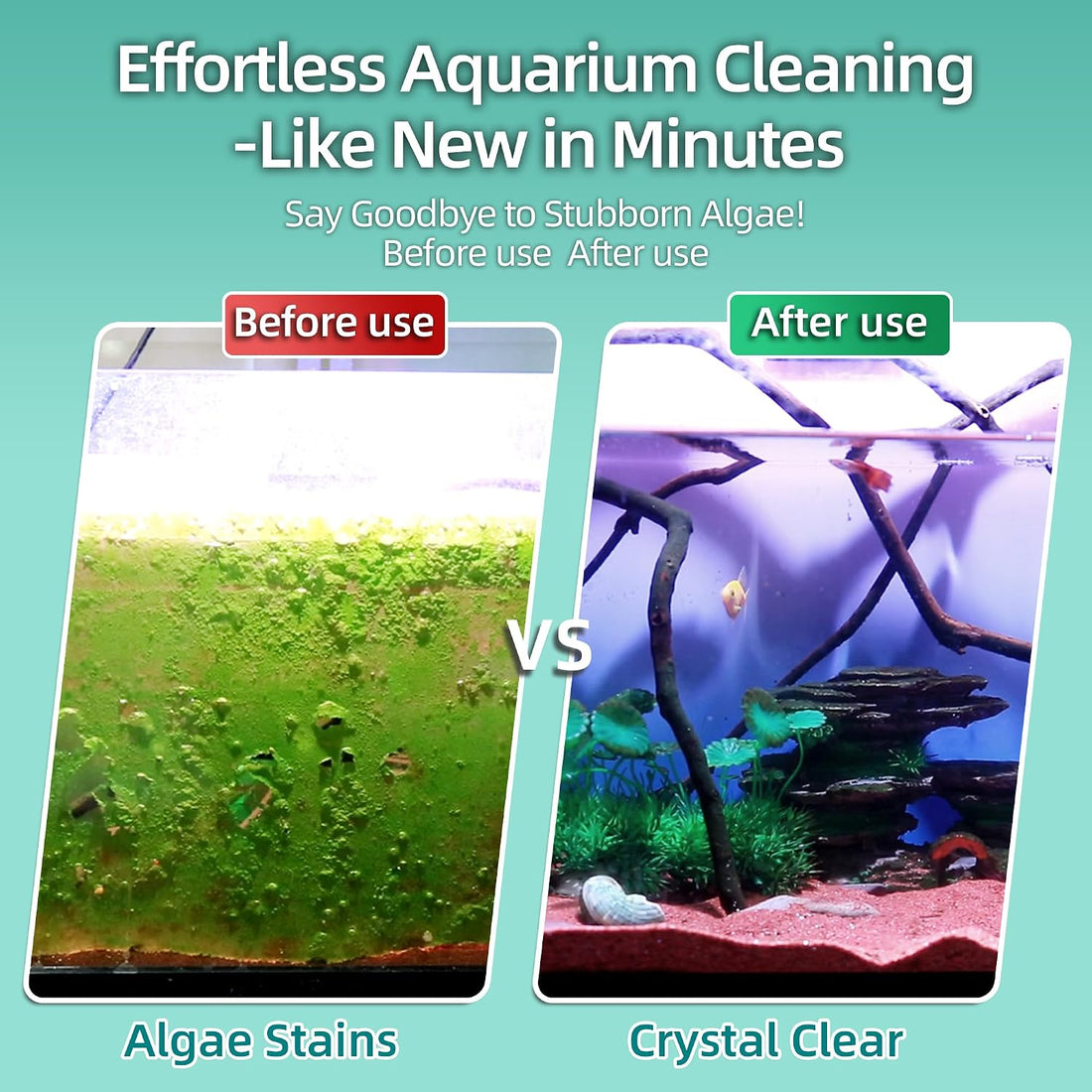 UPETTOOLSAlgae Scraper for Glass Aquariums,2 in 1 Adjustable Algae