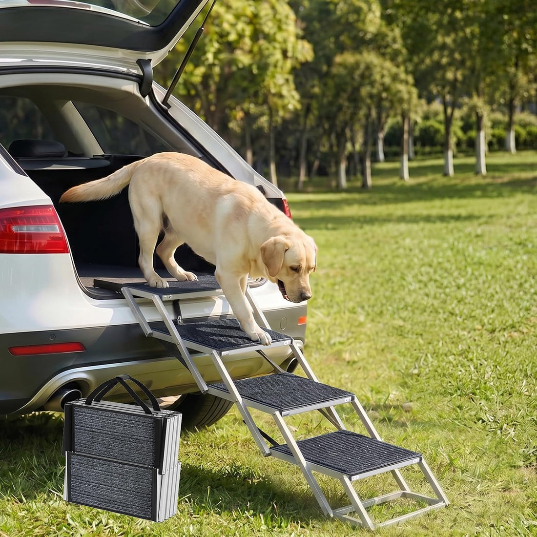 Dog Stairs for Large Dogs Extra Wide 20",Foldable Dog Ramp for Car