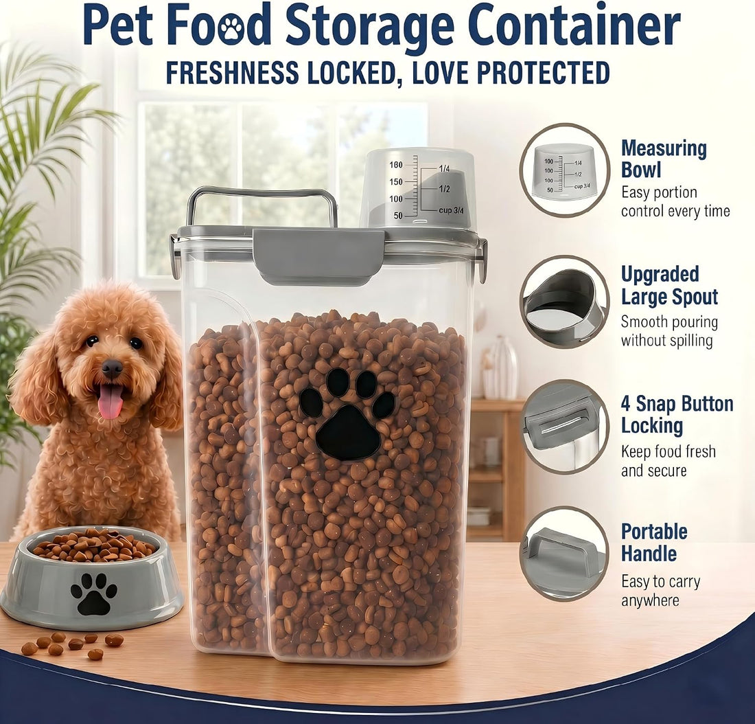 5-7Lbs Airtight Dog Cat Food Storage Container with cleaning brush
