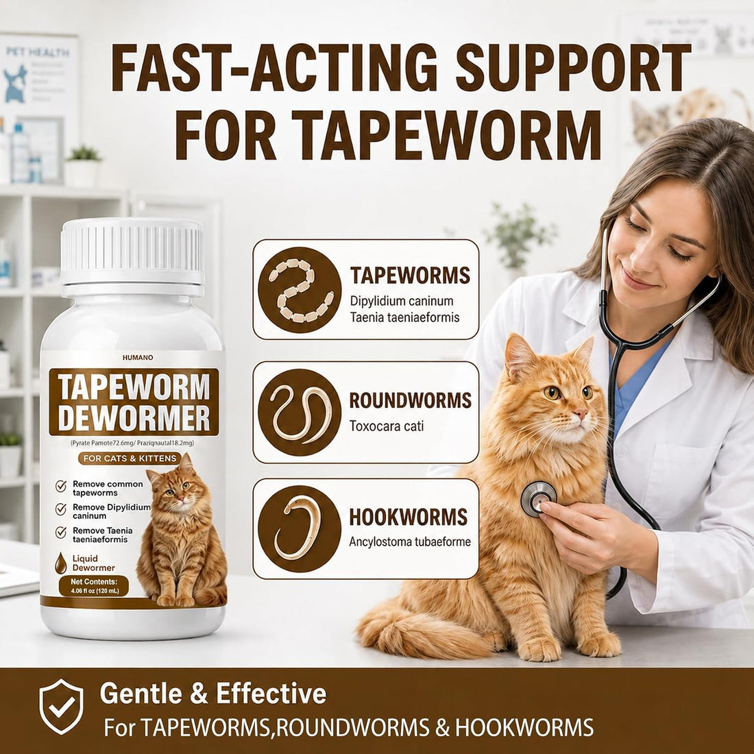 Dewormer for Cats Broad Spectrum Cats Tapeworm Dewormer for Tapeworm