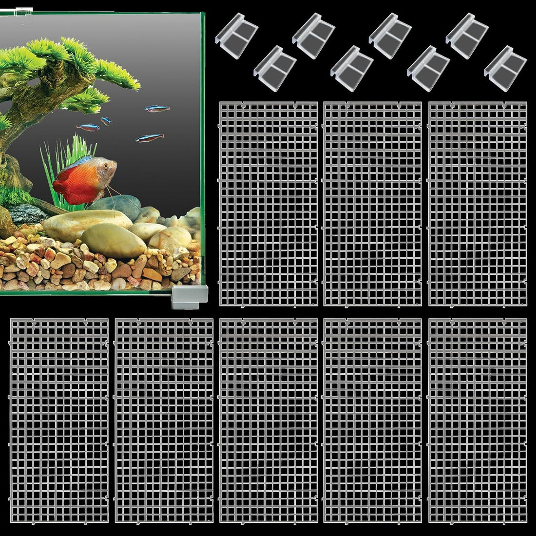 Hamiledyi Plastic Aquarium Divider with Clips Grid Panel Aquarium Lid