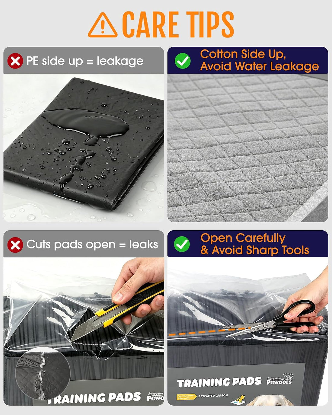 Powools Charcoal Puppy Pads for Dogs, 34 x 28 in, 6-Layer, 100-Pack