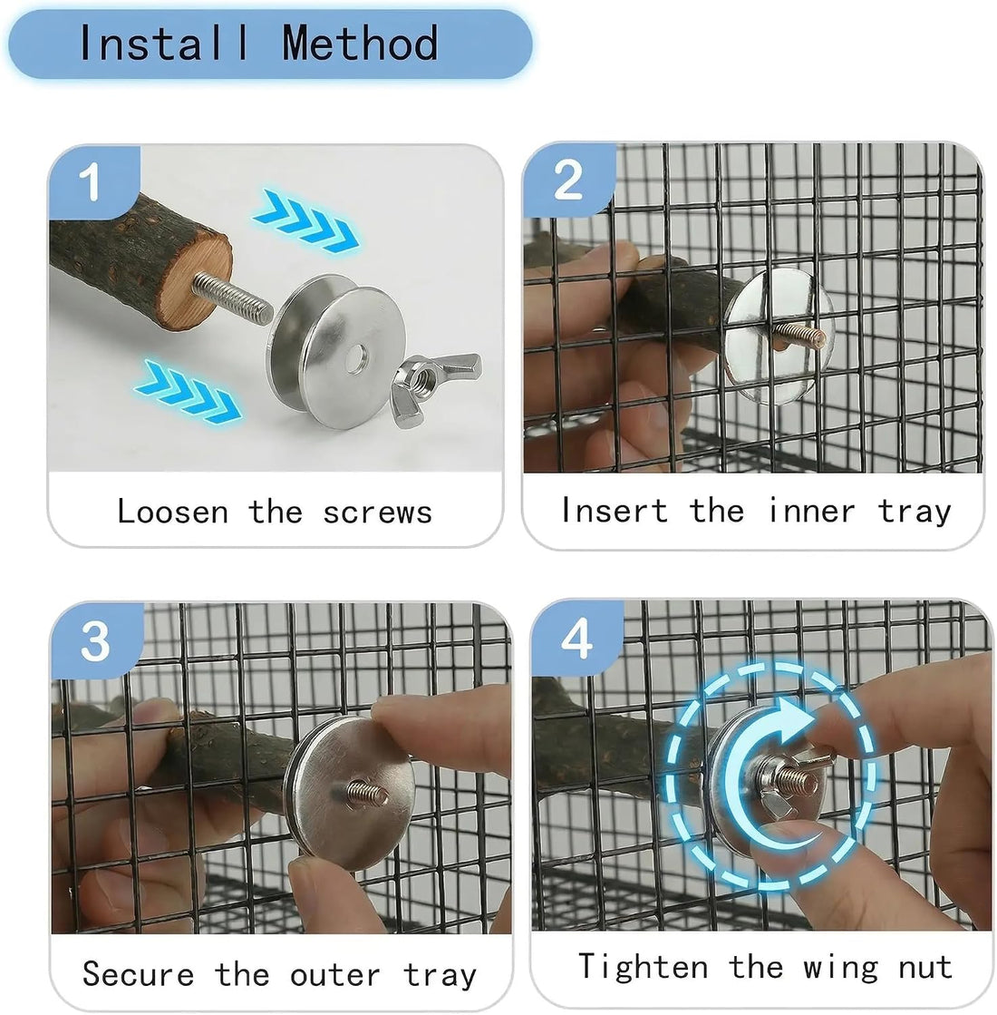 8PCS Natural Bird Perches for Cage, Parakeet Perches Set, Birds Toys