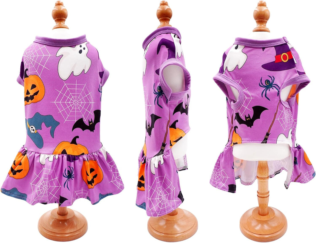 2PCS Halloween Dog Dresses for Medium Dogs Skirts Sundress M