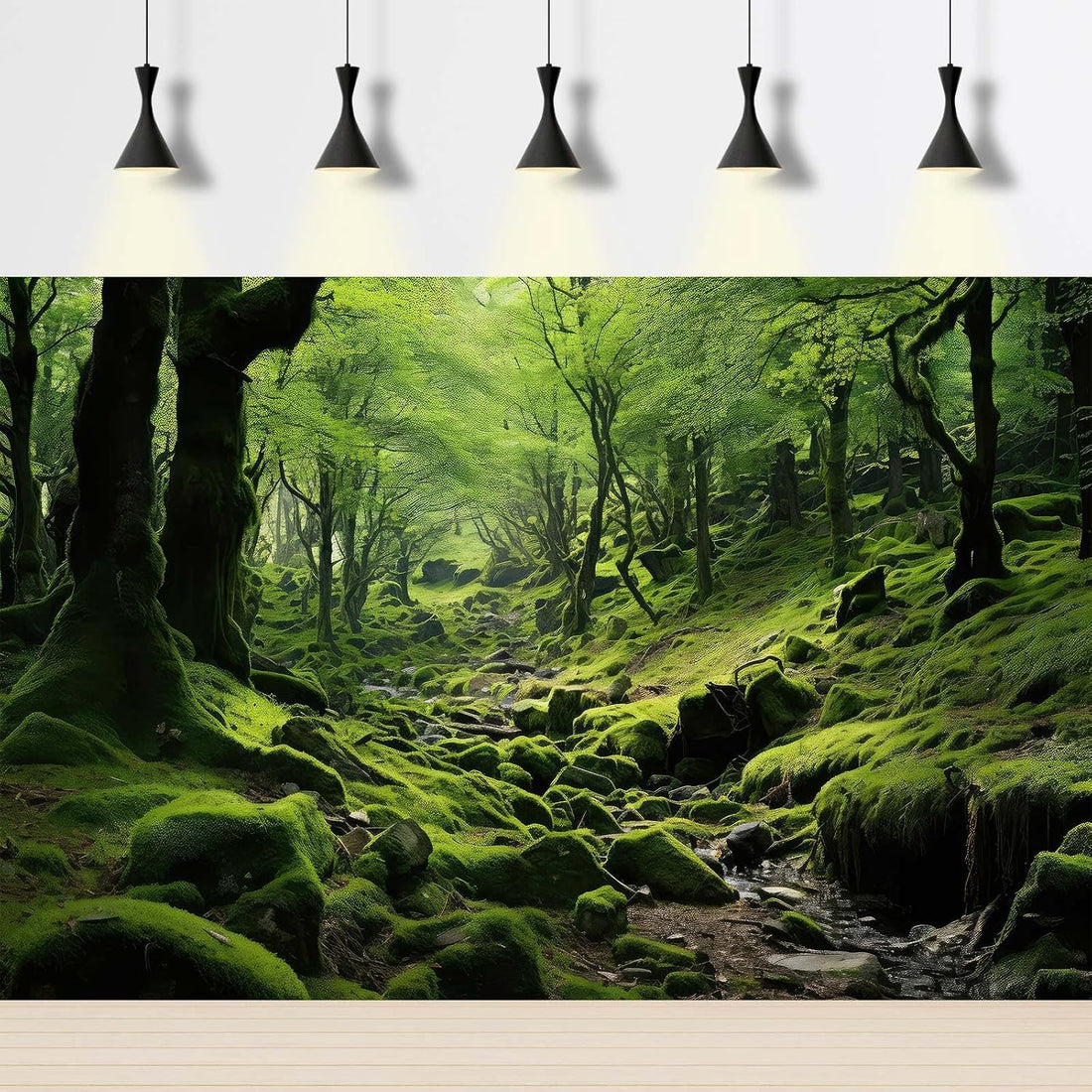 Mystical Dark Forest Aquarium Background Fantasy Glowing Neon Light