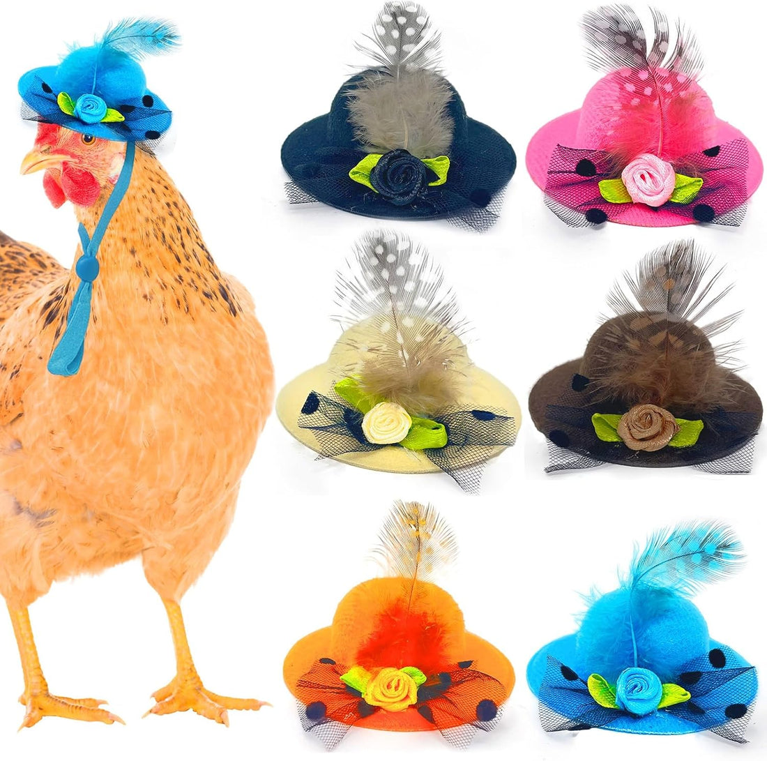 6-Pack Mini Chicken Hats for Hens, Dolls Hats, Cute Decorations