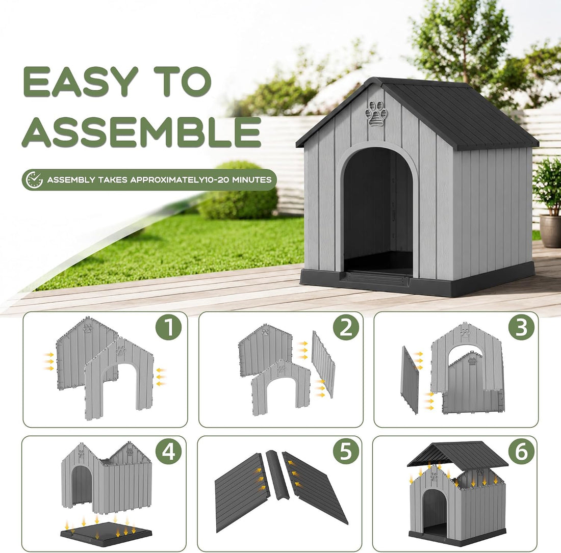 Fancyango Large Dog House for Outdoor Indoor Use Stable Plastic